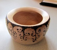 Pyrographed bowl by Patricia Norton